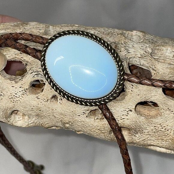 BRONZE Large Faux Opal Wedding Formal Groom Dad Son Western Southwest Bolo tie - Picture 13 of 16